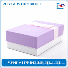 SenCai purple printing tied box lid paper box with pink ribbon